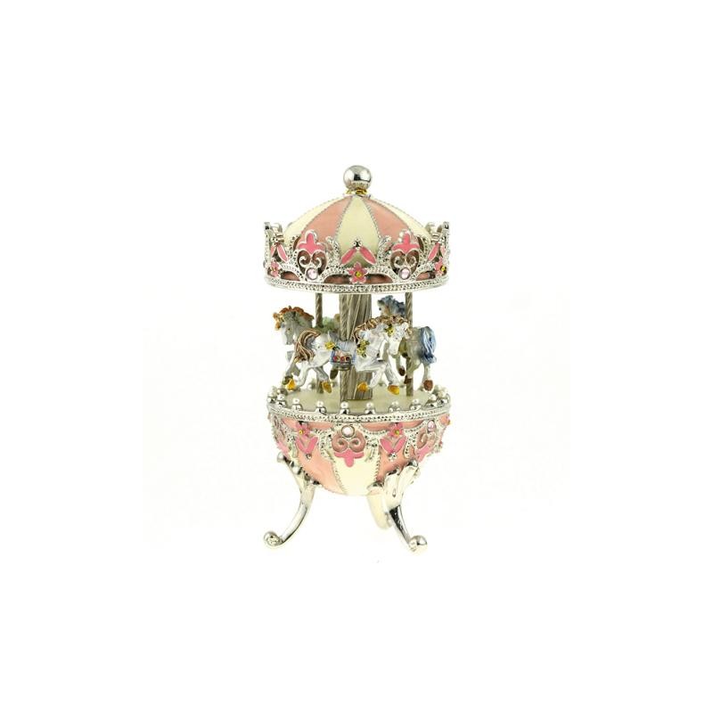 Jewelry egg “Carousel white-rose”