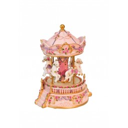 Rose-coloured carousel with flowers