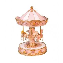 Rose- and white-coloured carousel