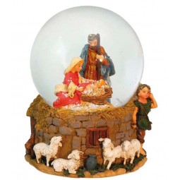 Snowglobe nativity scene, jesus in the crib