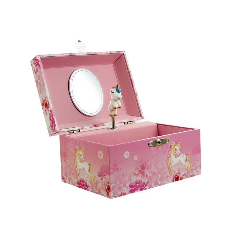 Boîte à bijoux rose licorne